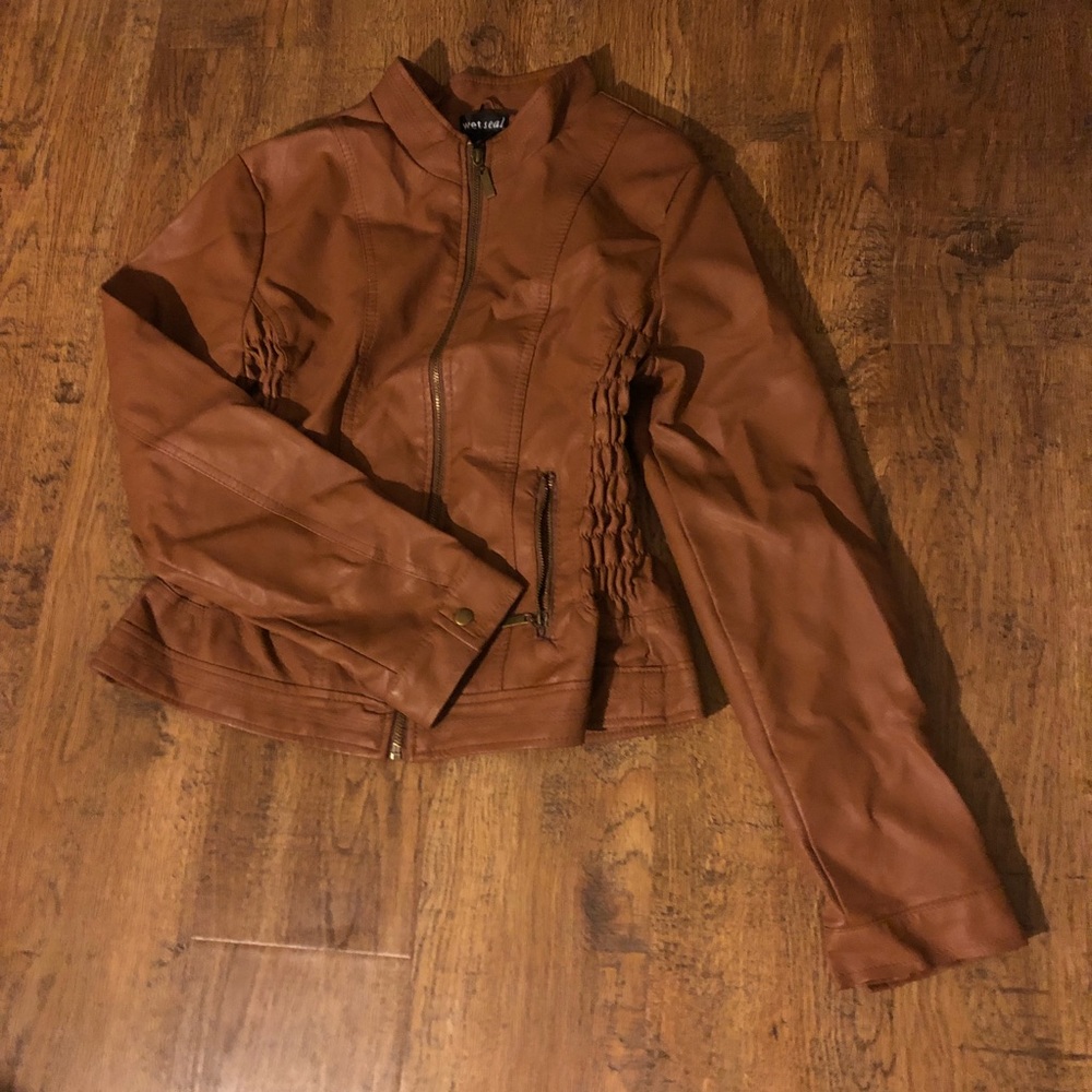 Brown Faux Leather Jacket